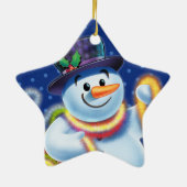 Star Weihnachtsbaumdekoration Snowman & tinsel. Keramik Ornament (Hinten)