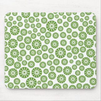 Star Wheel Pattern - Avocado Green auf Weiß Mousepad