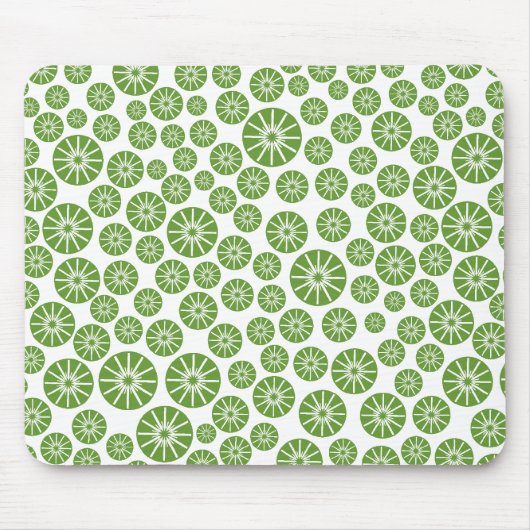 Star Wheel Pattern - Avocado Green auf Weiß Mousepad (Vorne)