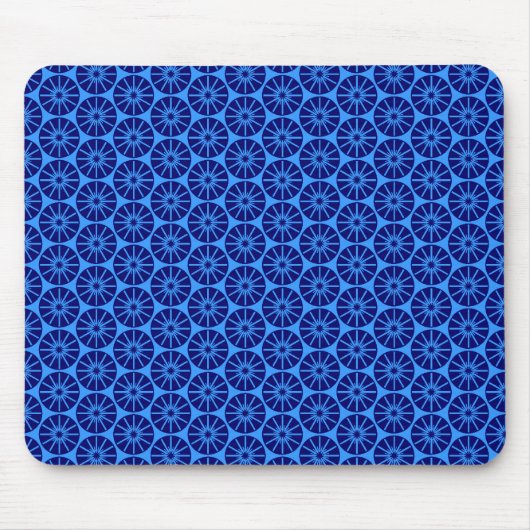 Star Wheel Pattern - Navy Blue auf Blue 3399FF Mousepad (Vorne)