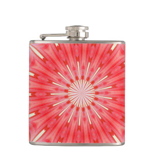 Star White and Red Butterfly Motif Mandala Flachmann