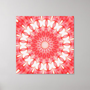 Star White and Red Butterfly Motif Mandala Leinwanddruck