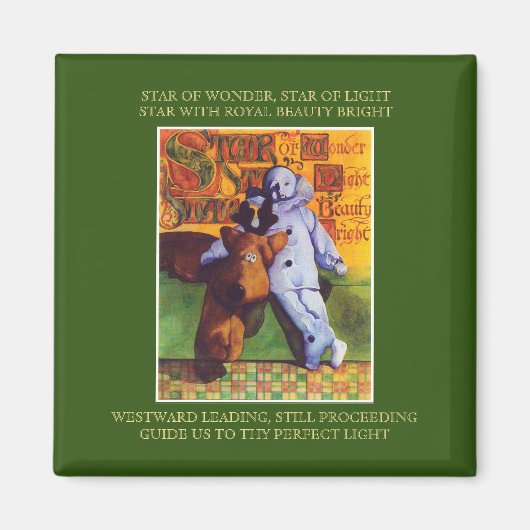 STAR WONDER Square Magnet + Texte / Grün (Vorne)