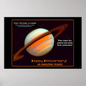 Star Worlds Arcade 40-jähriges Retro Poster (Vorne)