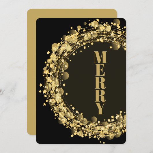Star Wreath auf Black Christmas Feiertagskarte (Vorne/Hinten)