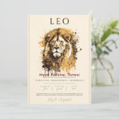 Star-Zeichen LEO Geburtstagskarte. Personalisieren Einladung (Stehend Vorderseite)