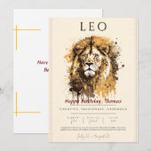 Star-Zeichen LEO Geburtstagskarte. Personalisieren Einladung (Vorne/Hinten)
