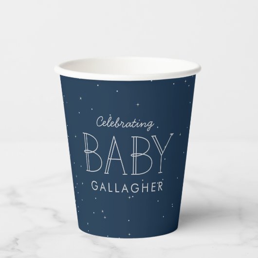 Starbaby Dusche blau personalisiert Pappbecher (Vorderseite)