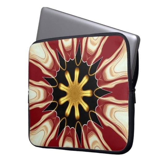 Starburst : Deep Crimson & Gold Luxury Tech Protec Laptopschutzhülle (Vorderseite Links)