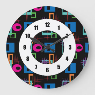 Starburst Geometric Multicolored Pattern Große Wanduhr