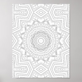 Starburst Geometry Coloring Page Art Design Poster