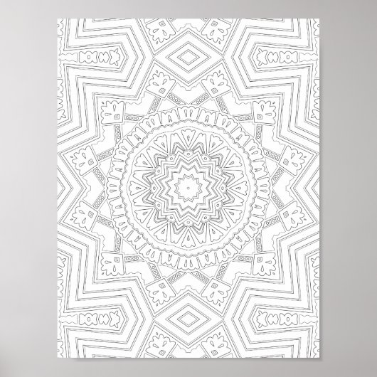 Starburst Geometry Coloring Page Art Design Poster (Vorne)