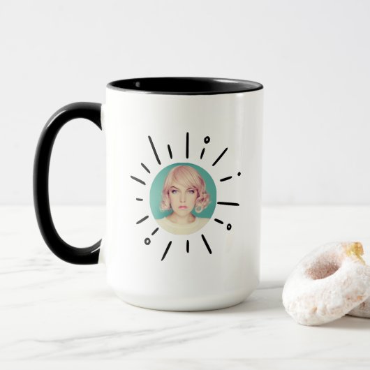STARBURST | Simple Fun & Playful Custom Photo Mug Tasse (Mit Donut)