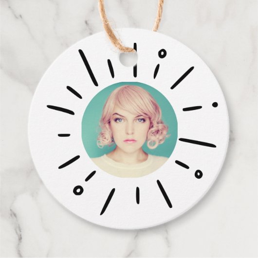 STARBURST | Simple Round Fun Custom Photo Geschenkanhänger (Vorderseite)