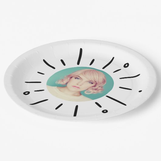 STARBURST | Simple Round Fun Custom Photo Pappteller (Schrägansicht)