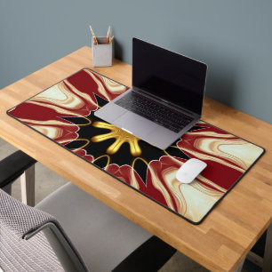 Starburst   Tiefroter und goldener Luxus-Arbeitspl Schreibtischunterlage