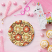 Starbursten und Felgen, braun und gelb Pappteller (Party)