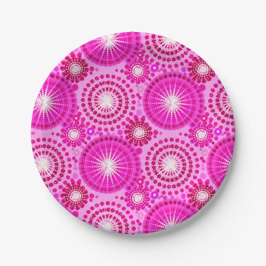 Starbursten und Pinräder, Orchideen und Magenta Pappteller (Vorderseite)