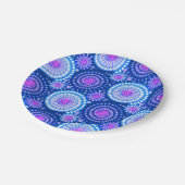 Starbursten und Pinwheels, Kobalt Blau & Weiß Pappteller (Schrägansicht)