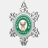 StarChihuahua-Kaffee Schneeflocken Zinn-Ornament (Rechts)