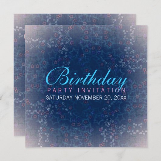 Stardusche zum Geburtstag Einladung (Vorne/Hinten)