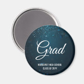 Stardust Blue Graduation Party Memory Magnet (Vorderseite/Rückseite)
