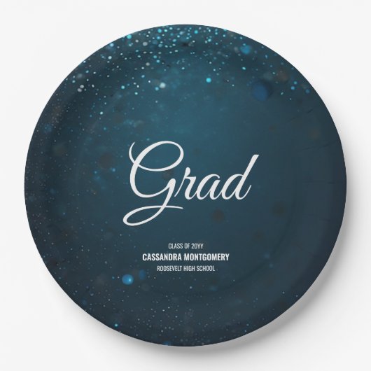 Stardust Blue Graduation Party Pappteller (Vorderseite)