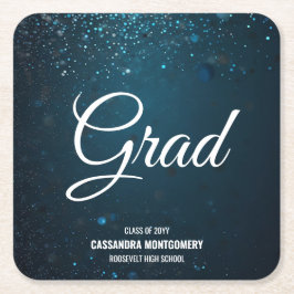 Stardust Blue Graduation Party Rechteckiger Pappuntersetzer