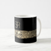 Stardust Brush Stroke, Monogramm und Name Kaffeetasse (VorderseiteRechts)