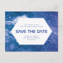 Stardust Cosmic Blue Save the Date Postkarte
