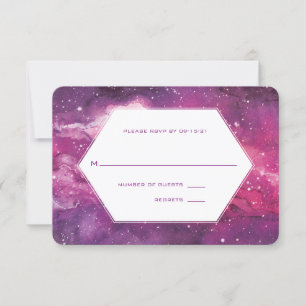 Stardust Cosmic Pink Wedding RSVP Karte