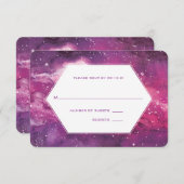 Stardust Cosmic Pink Wedding RSVP Karte (Vorne/Hinten)