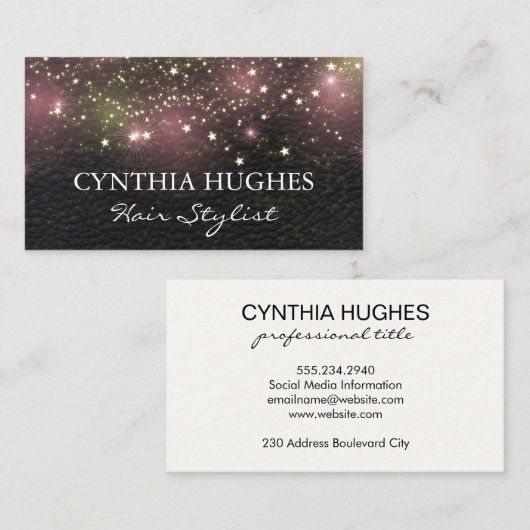 Stardust Glow | Leder Visitenkarte (Vorne/Hinten)