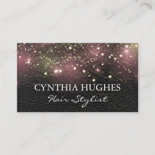 Stardust Glow | Leder Visitenkarte (Vorderseite)