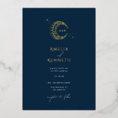 Stardust Monogram Gold Foil Wedding Einladungen (Vorderseite)