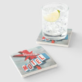 Stardust Motel Sign Steinuntersetzer (Seitenansicht)