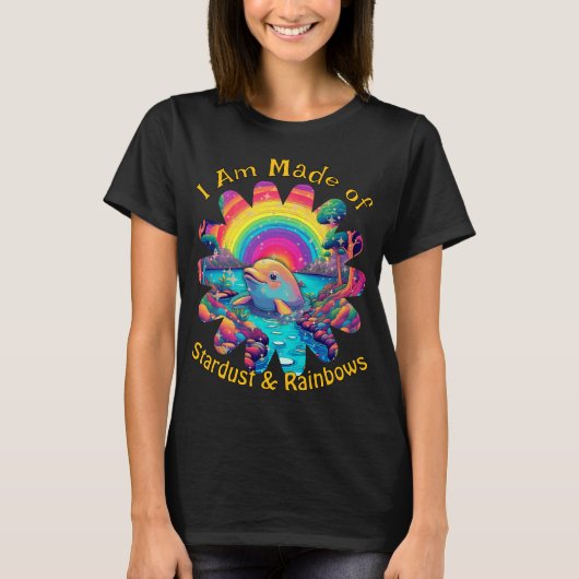 Stardust Rainbows Dolphin Psychedelic Ocean Vibes T-Shirt (Vorderseite)