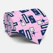 Stardust Retro Geometric Pink zweiseitig Krawatte (Gerollt)