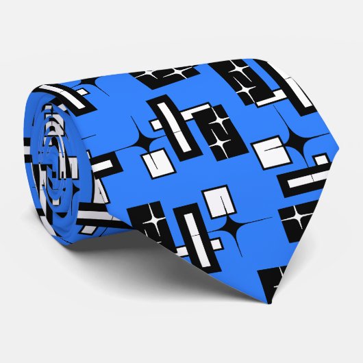 Stardust Retro Geometric Royal zweiseitig Krawatte (Gerollt)
