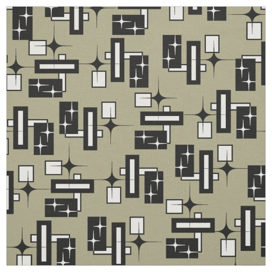 Stardust Retro geometrisches Schwarzweiss Stoff (Muster)