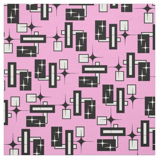 Stardust Retro geometrisches Schwarzweiss Stoff (Muster)