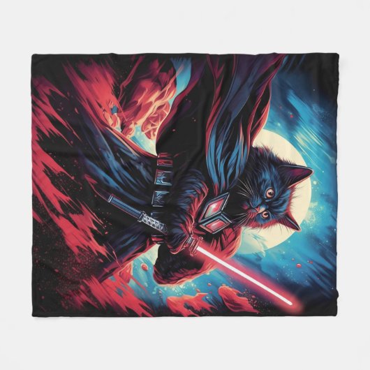 Stardust Samurai | Katzenkrieger Fleecedecke (Vorderseite (Horizontal))