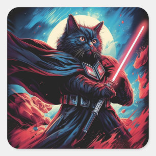 Stardust Samurai Katzenkrieger Quadratischer Aufkleber