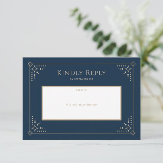 Stardust Wedding RSVP Card (Stehend Vorderseite)