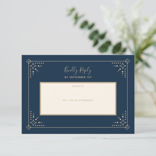 Stardust Wedding RSVP Karte (Stehend Vorderseite)