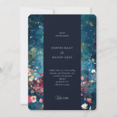 Stardust Whisper - Burgund & Navy Blumenhochzeit Einladung (Rückseite)