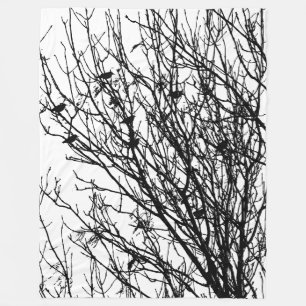 Stare im Baum - Hoher Kontrast Fleecedecke