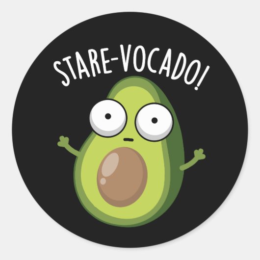 Stare-vocado Funny Avocado Pun Dark BG Runder Aufkleber (Vorderseite)