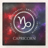 Starfield Capricorn Ziege Western Zodiac Glasuntersetzer (Vorderseite)
