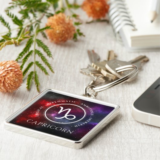 Starfield Capricorn Ziege Western Zodiac Schlüsselanhänger (Seite)